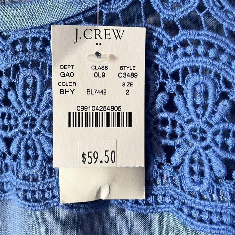 New! J. Crew Factory Linen Top Crochet Women's Size 2 Blue NWT - Picture 6 of 13